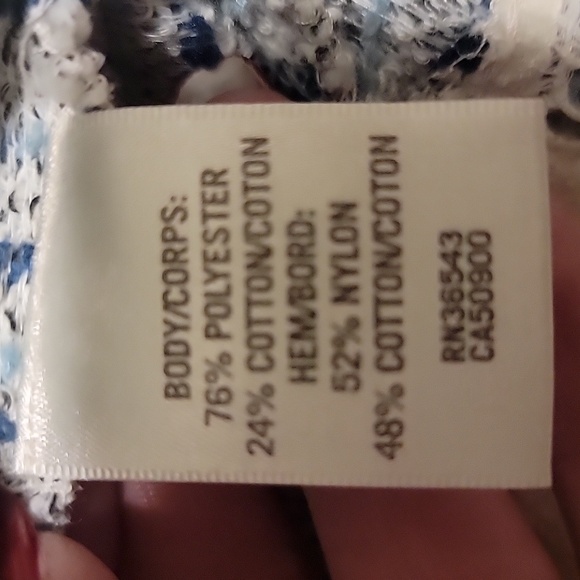 Van Heusen Blue and White Knit Sweater With Lace Hem - Picture 6 of 6